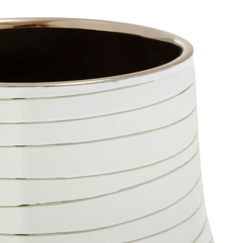 image 1 of Haldis Small White Silver Ceramic Planter White