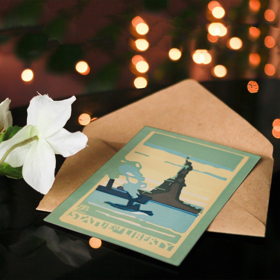 image 1 of Rachael R Elmer Art Card Statue of Liberty Vintage Postcard