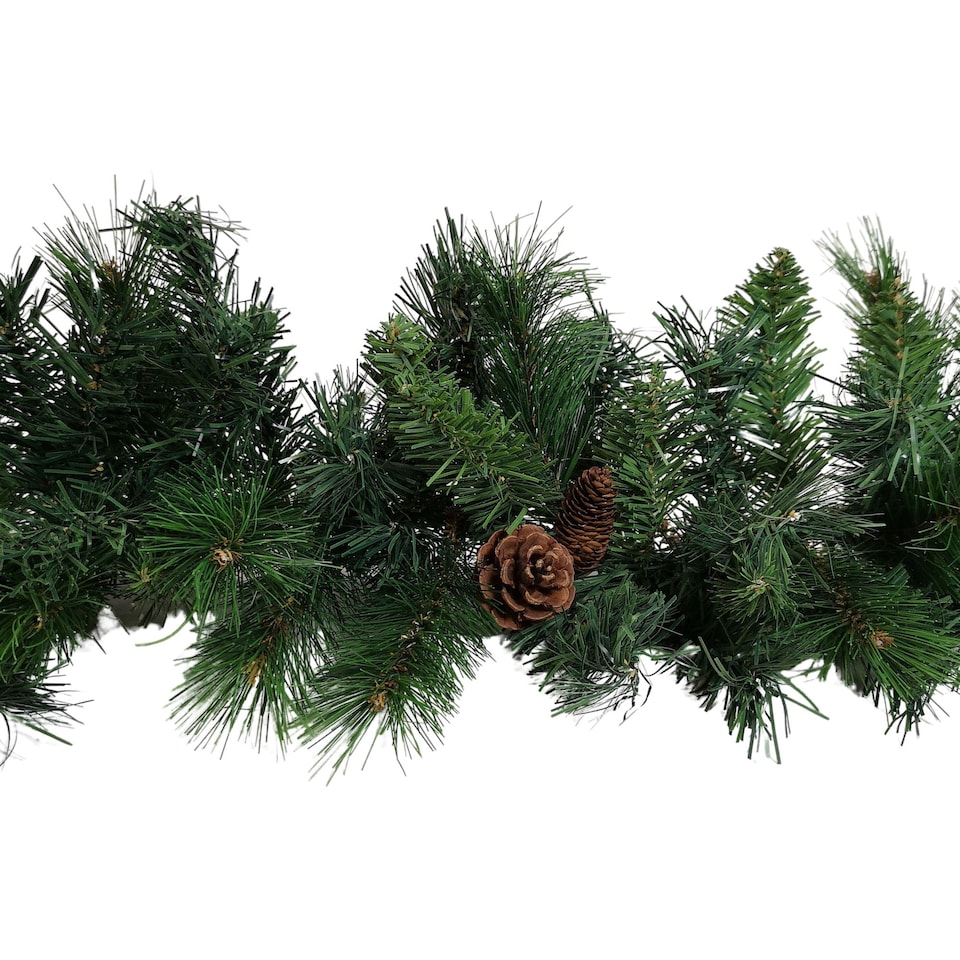 image 1 of 2.7m Green Christmas Garland with Pine Cones and Mixed Needles