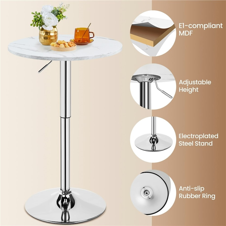 image 1 of Yaheetech Adjustable Pub Round Table