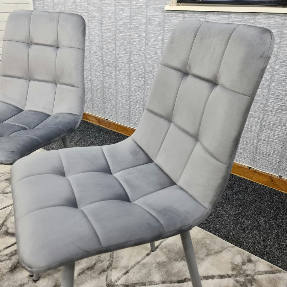 image 1 of Dining Chairs Set of 4 Grey Velvet Kitchen Chairs Grey