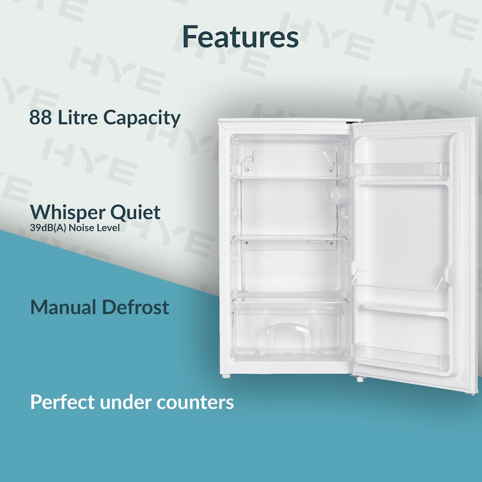 image 1 of HYE Under Counter Fridge 48cm Freestanding Larder 88 Litre - White RF01UCF88W01