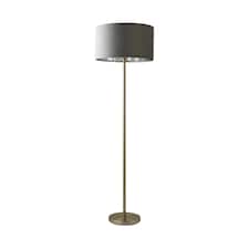 ValueLights Charlie Brushed Chrome Floor Lamp Grey Velvet Chrome Shade