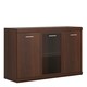 image 1 of Imperial 3 Door Glazed Sideboard in Dark Mahogany Melamine