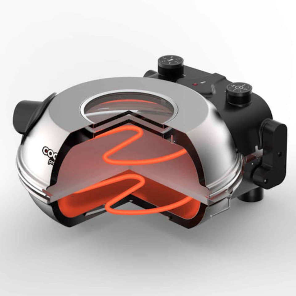 image 1 of Cooks Professional Electric Pizza Oven with Stone Base, Window, Paddles & Baking Sheet | Grey