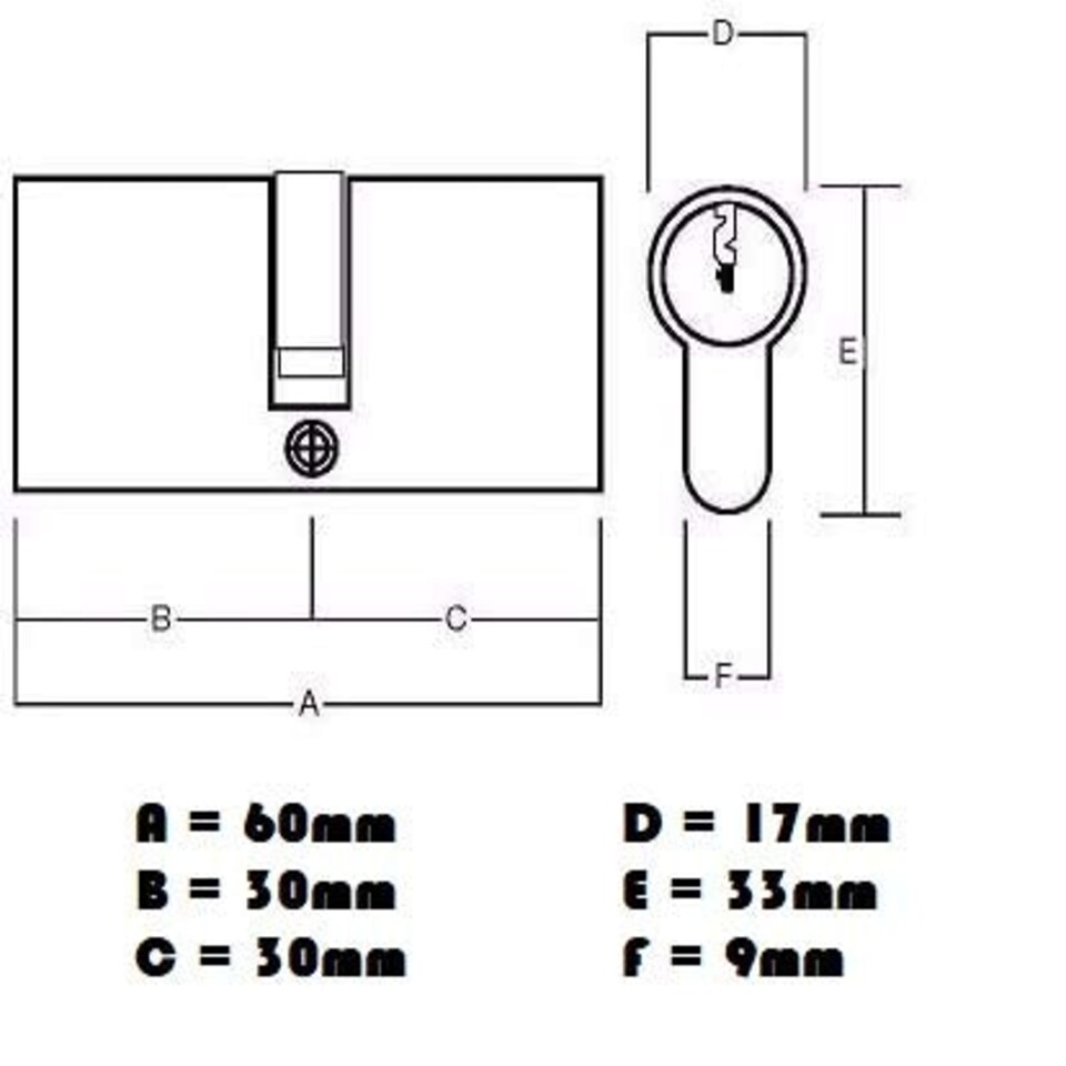 image 1 of Golden Grace Thumb Turn Euro Cylinder Lock in Chrome Finish, Euro Door Barrel Lock with 3 Keys Chrome