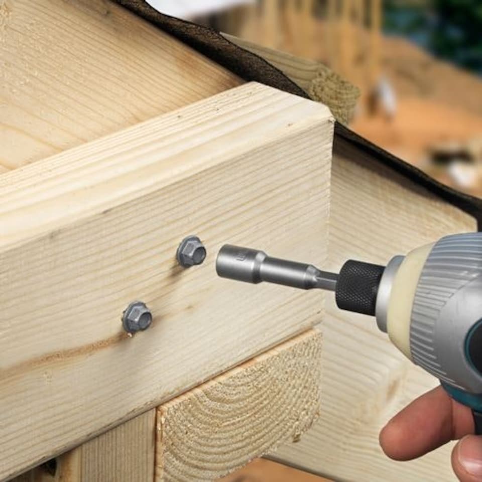 image 1 of Timco - Timber Frame Construction & Landscaping Screws - Hex - Exterior - Silver Organic (Size 6.0 x 100 - 10 Pieces)