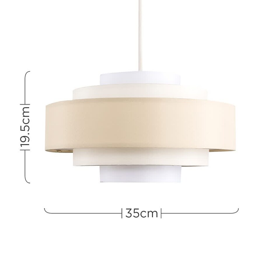 image 1 of ValueLights Hampshire Cream Ceiling Pendant Light Shade & Bulb | Cream