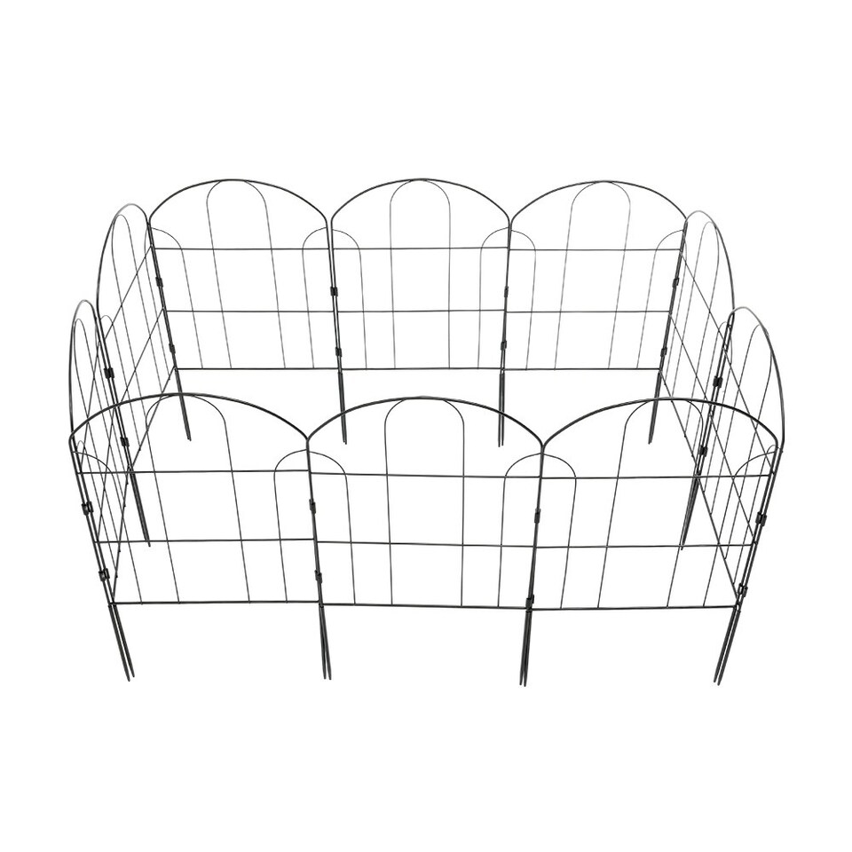 image 1 of Living and Home 10-Pcs Arched Top Iron Garden Fence Black