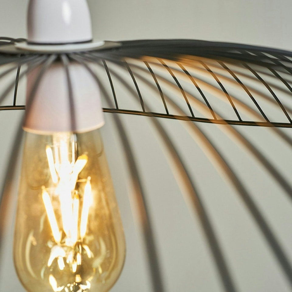 image 1 of ValueLights Wavy Umbrella Design Black Wire Ceiling Pendant Light Shade