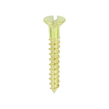 Timco - Solid Brass Timber Screws - SLOT - Countersunk (Size 6 x 1 - 200 Pieces)