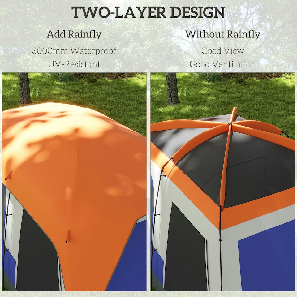 image 1 of Outsunny Camping Tent 3000mm Waterproof Rainfly Screen Panels