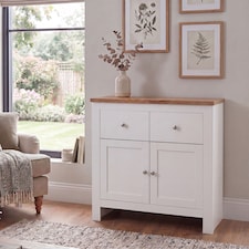 Vida Designs Arlington 2 Drawer 2 Door Sideboard Shaker Buffet Cabinet Storage, White & Oak | White | White & Oak | 1