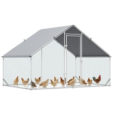 PawHut Walk In Chicken Run Large Galvanized Chicken Coop w/ Cover 3 x 2 x 2m