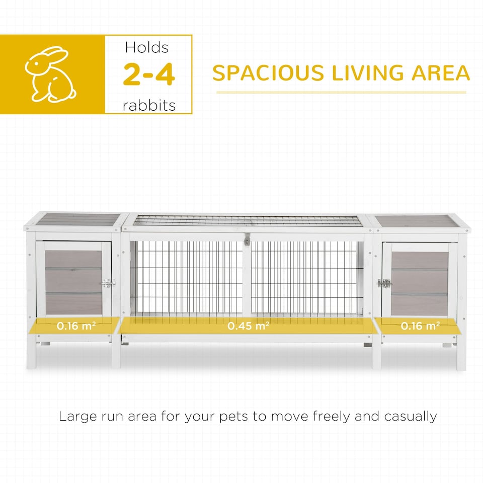 image 1 of PawHut Rabbit Hutch, Guinea Pig Cage w/ Slide Out Tray & Bunny Run, Grey