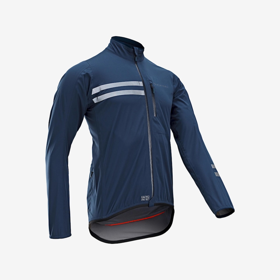 image 1 of Decathlon Men's Road Cycling Rainproof Long-Sleeved Jacket- EDR - Blue