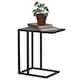 image 1 of HOMCOM C Shape End Table withMetal Frame Sofa Side Table Narrow Snack Coffee Table for Living Room, Black Marble Effect | Black