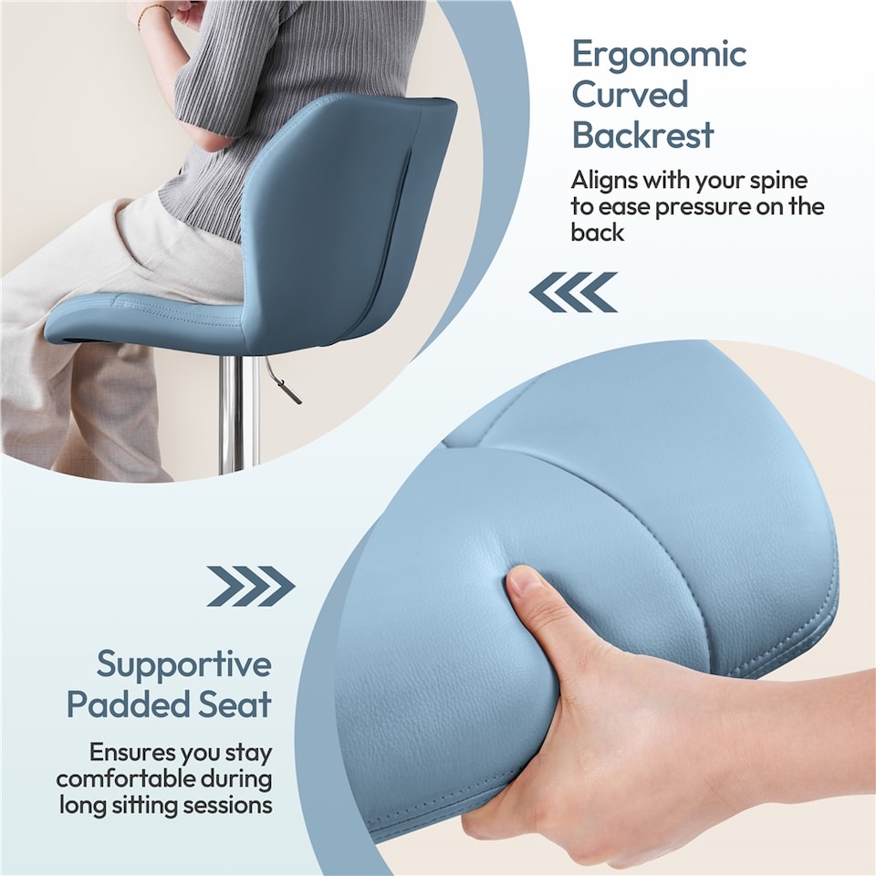 image 1 of Yaheetech Set of 2 Modern Faux Leather Swivel Bar Chair-Blue