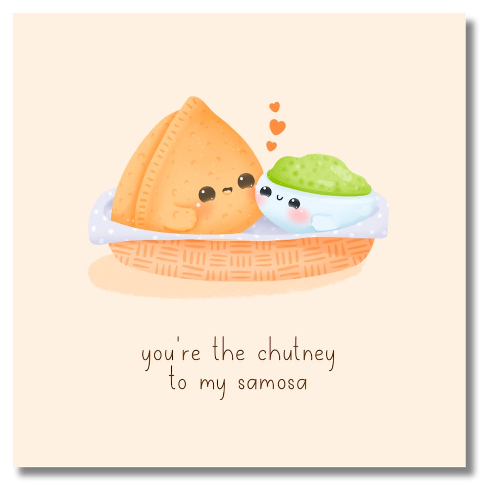 Food Couples Greeting Card - Samosa & Chutney