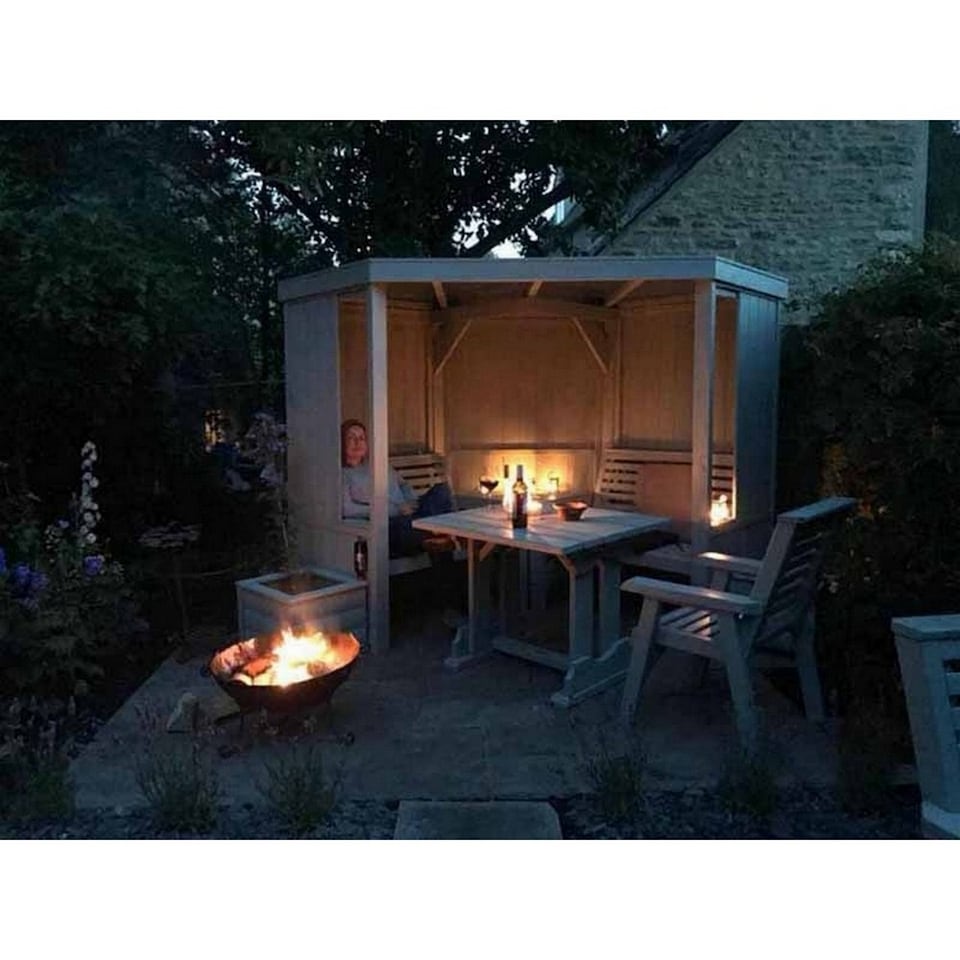 image 1 of 4 Seasons Garden Room, Covered Corner Arbour - L150 x W290 x H205 cm - Assembly Incl. - Set of Waterproof Cushions Included | Brown