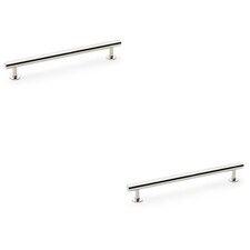 2 PACK - Round T Bar Pull Handle - Polished Nickel 192mm Centres SOLID BRASS Drawer Door