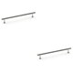 image 1 of 2 PACK - Round T Bar Pull Handle - Polished Nickel 192mm Centres SOLID BRASS Drawer Door