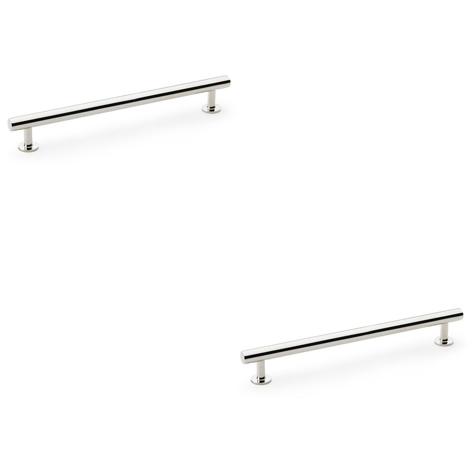 image 1 of 2 PACK - Round T Bar Pull Handle - Polished Nickel 192mm Centres SOLID BRASS Drawer Door