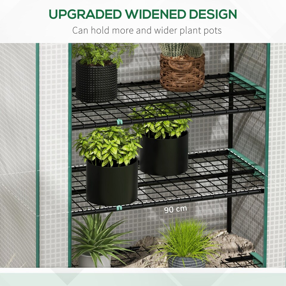 image 1 of Outsunny Widened Mini Greenhouse 5 Tier Green House, 193H x 90W x 49Dcm, Green