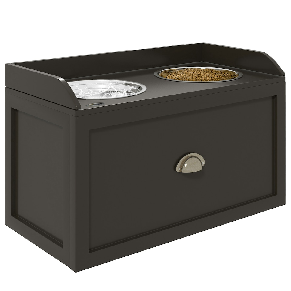 image 1 of PawHut Stainless Steel Raised Dog Bowl w/ 21L Storage Drawer, for Large Dogs