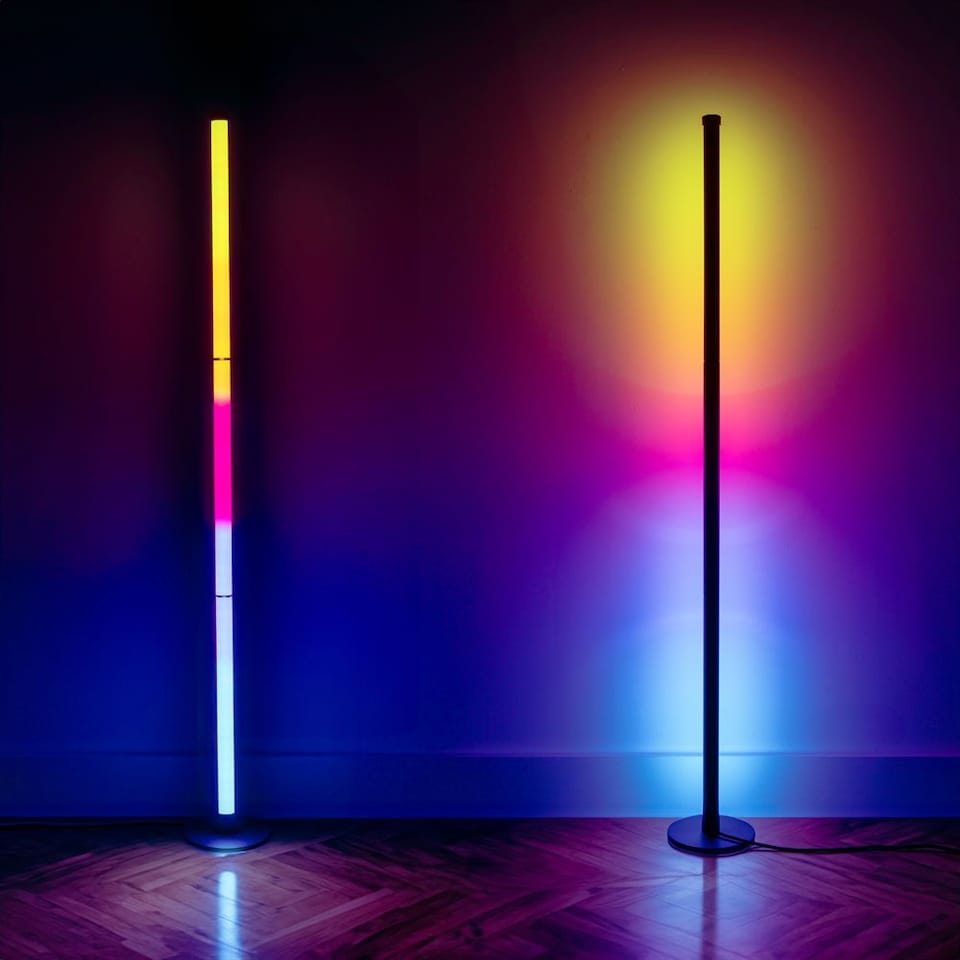 image 1 of ValueLights SMART Floor lamp Dimmable Matte Black SMART Floor Lamp and Integrated LED 4.5W Multicolour Bulb