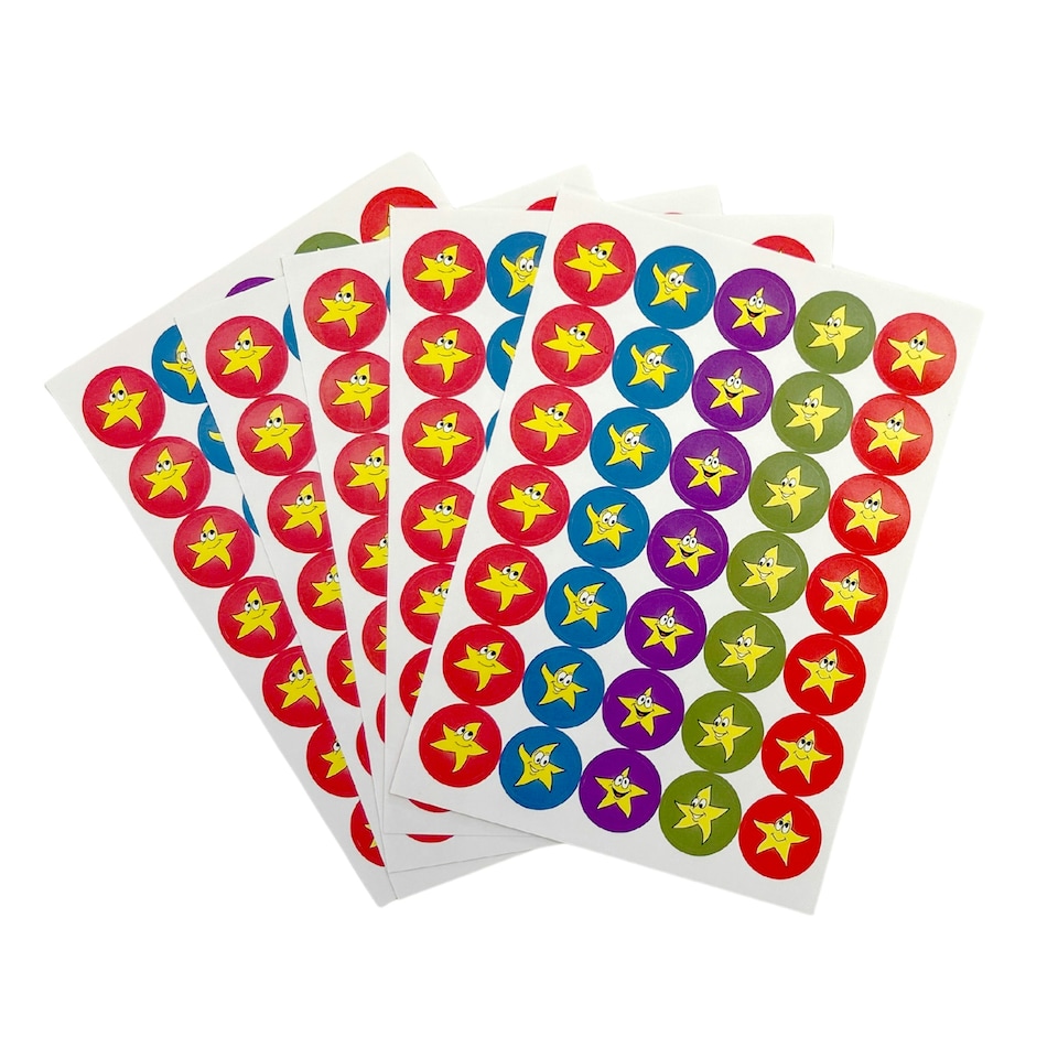 image 1 of Pack of 420 Motivational Happy Stars 24mm Self-Adhesive Labels