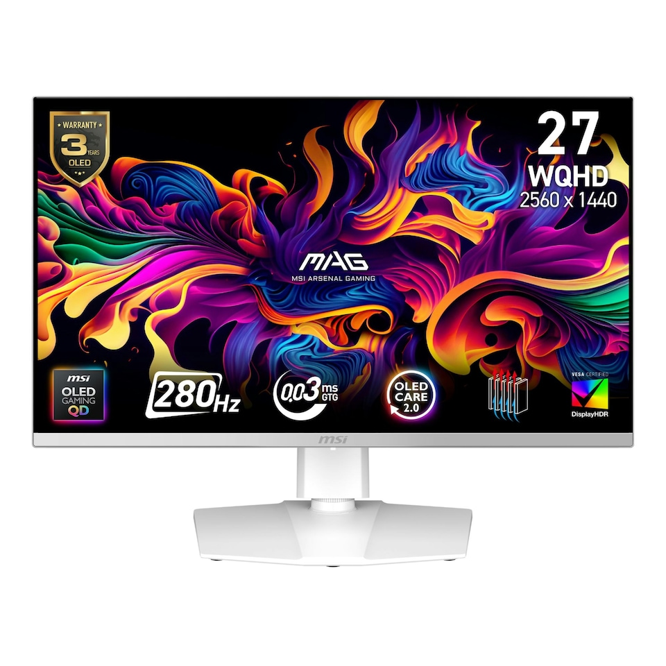 MSI MAG 272QPW QD-OLED X28 27" QHD QD-OLED 280Hz 0.03ms Gaming Monitor - White