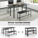 image 8 of COSTWAY 3-Piece Dining Table Set Extendable Table Set Black