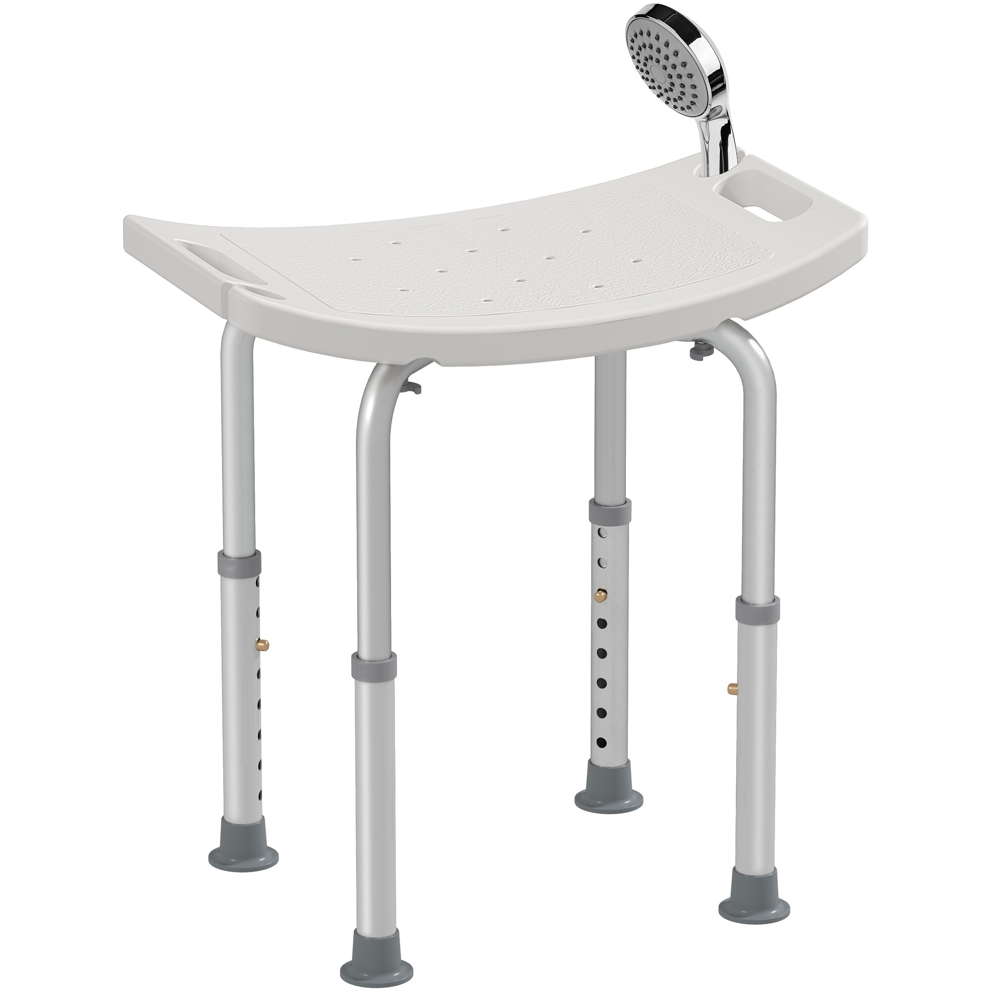 HOMCOM Height Adjustable Shower Stool, Aluminium Shower Chair, Non-Slip Bath Stool for Elderly, Disabled, Seniors, Pregnant, White