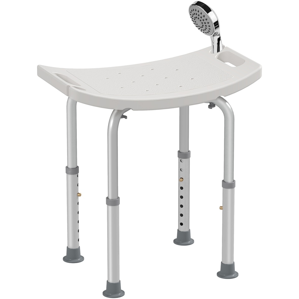 image 1 of HOMCOM Height Adjustable Shower Stool, Aluminium Shower Chair, Non-Slip Bath Stool for Elderly, Disabled, Seniors, Pregnant, White