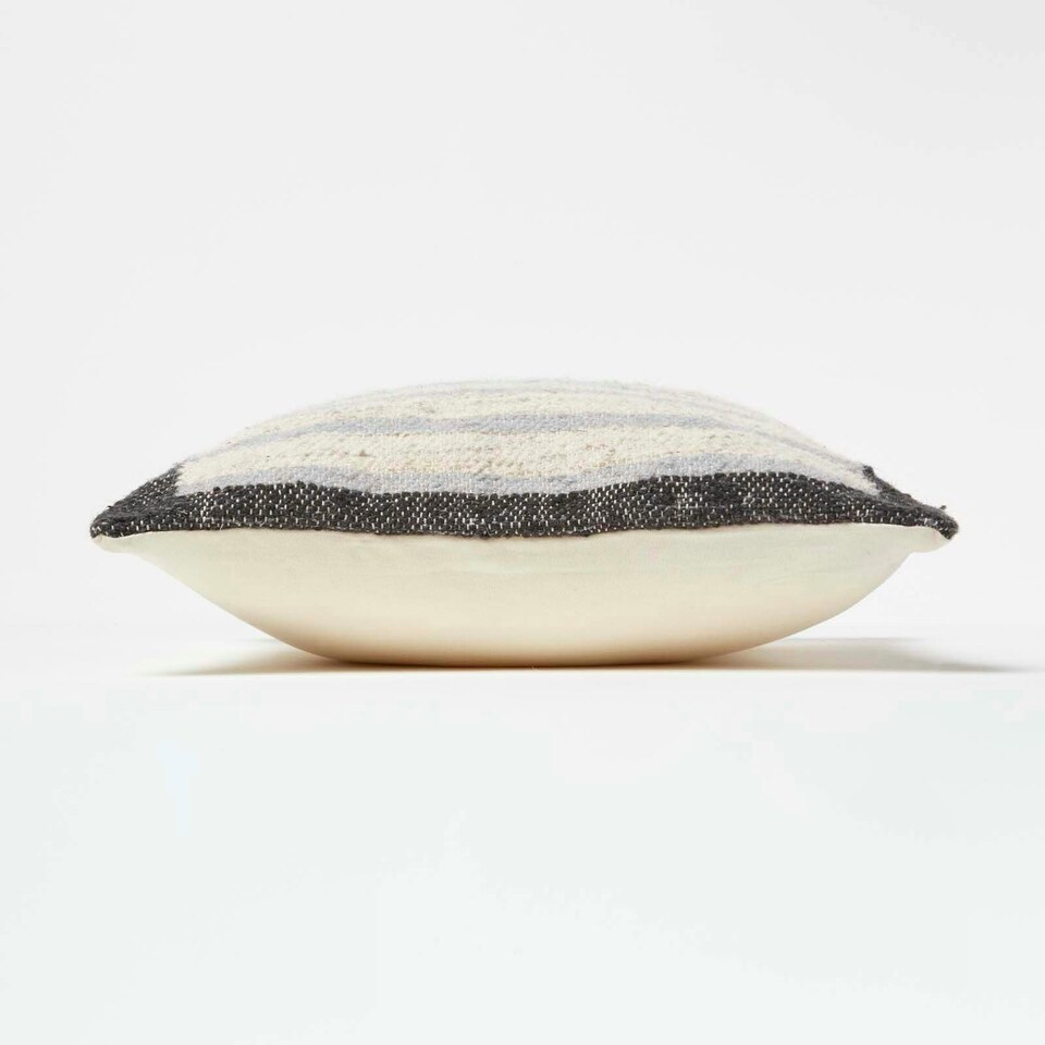 image 1 of Homescapes Veria Handwoven Grey Stripe Kilim Cushion - 45 x 45 cm Grey
