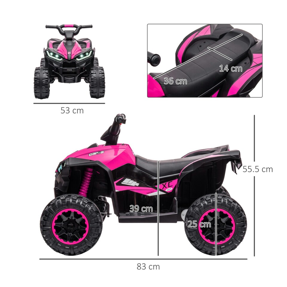image 1 of HOMCOM 12V Electric Quad Bikes for Kids Ride On Car ATV Toy for 3-5 Years Pink