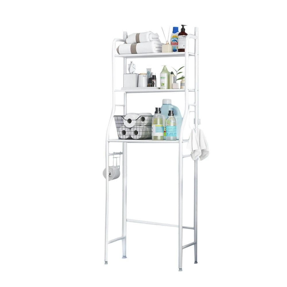 Living and Home Bathroom Storage Shelf Over Toilet Rack 3-Tier - White