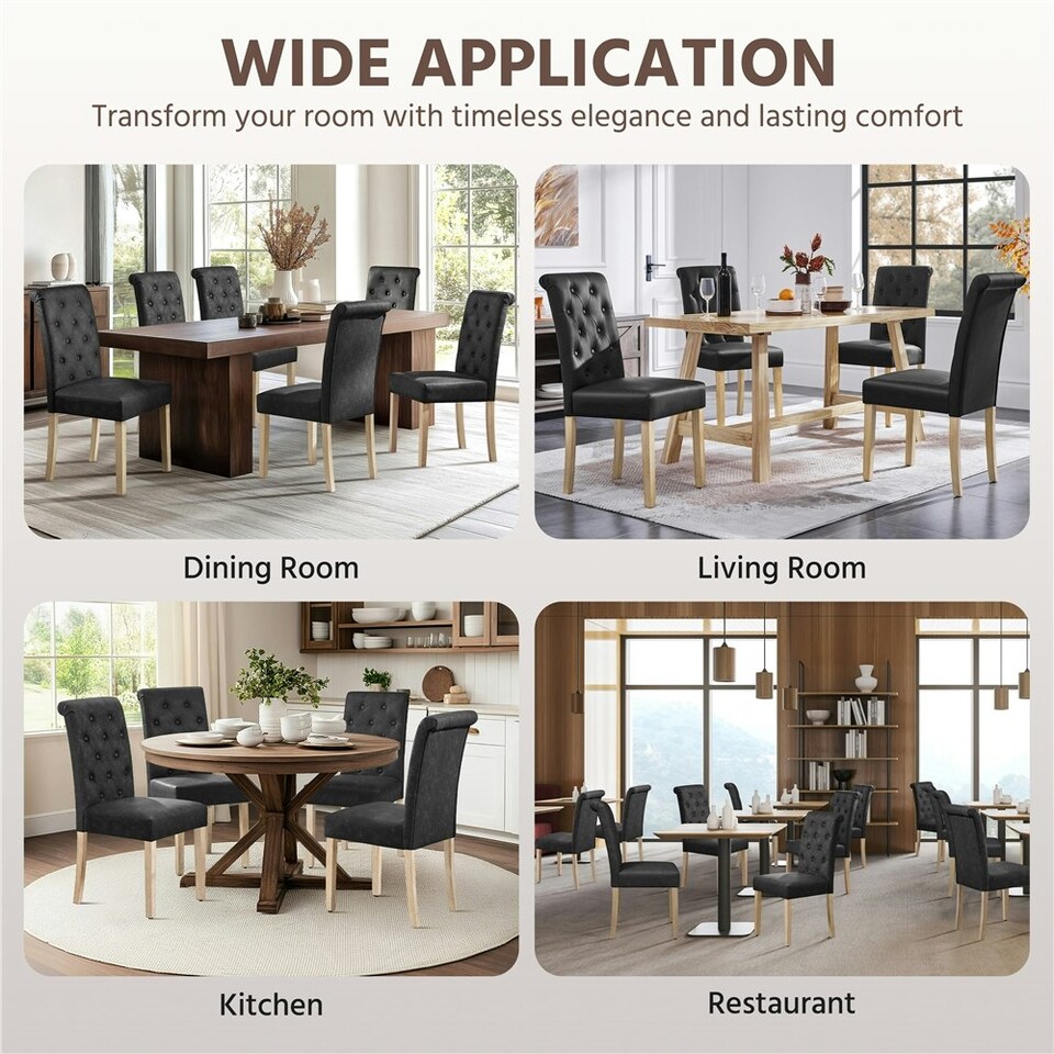 image 1 of Yaheetech Set of 2 Classic Armless Dining Room Chairs Grey | Dark Grey