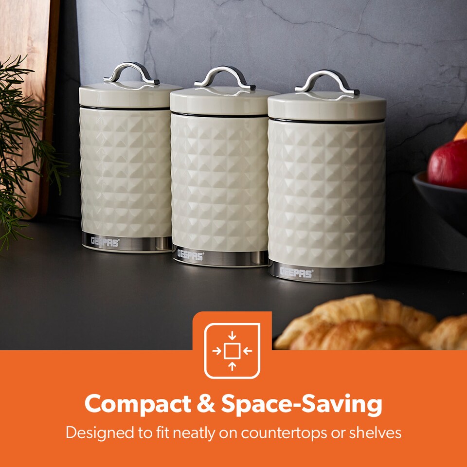 image 1 of GEEPAS 3-Piece Tea Coffee Sugar Canisters Set