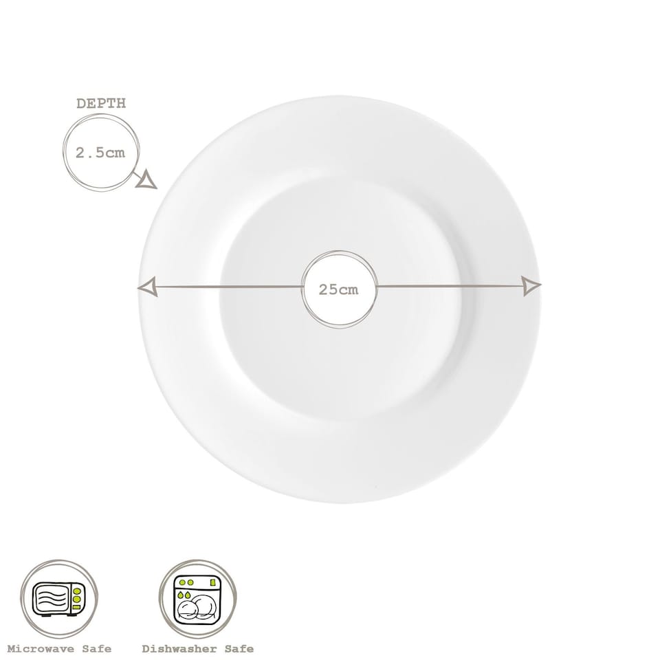 image 1 of Bormioli Rocco Toledo Glass Dinner Plates - 25cm - White - Pack of 6 | White | White