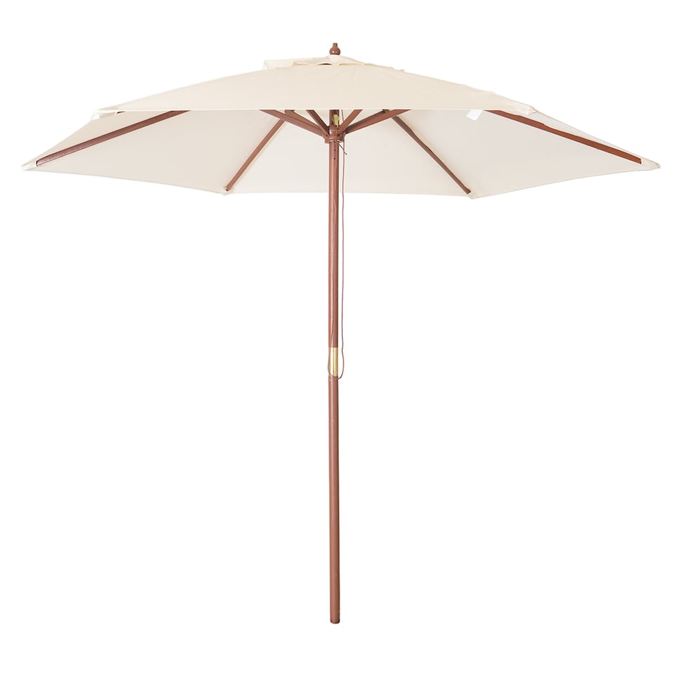image 1 of Charles Bentley Garden Large 2.4M Wooden Garden Patio Shade Umbrella - Cream