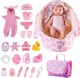 image 1 of 26-Piece Baby Doll Playset - Includes Carry Cot, Feeding Set, Clothing & Accessories