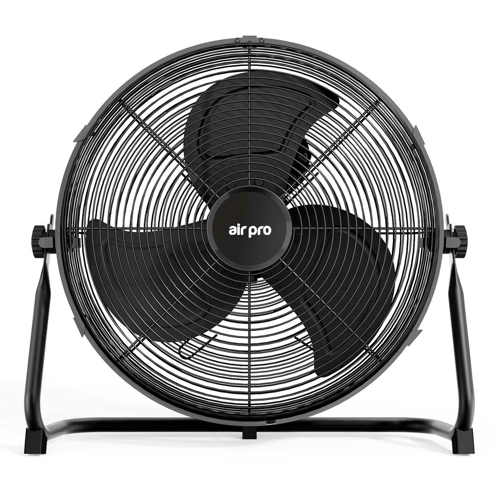 image 1 of Air Pro 16" Floor Fan 3 Speed Setting & Adjustable Tilt Indoor Electric Fan with Metal Blade & Body 1.6m Long Cable - Black