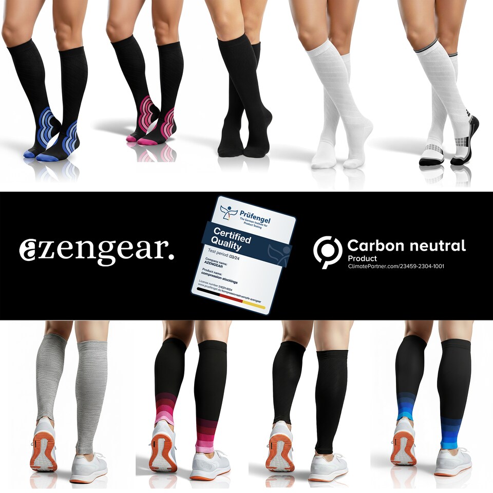 image 1 of aZengear Compression Socks for Women and Men - Seamless Toe, Padded Heel and Sole