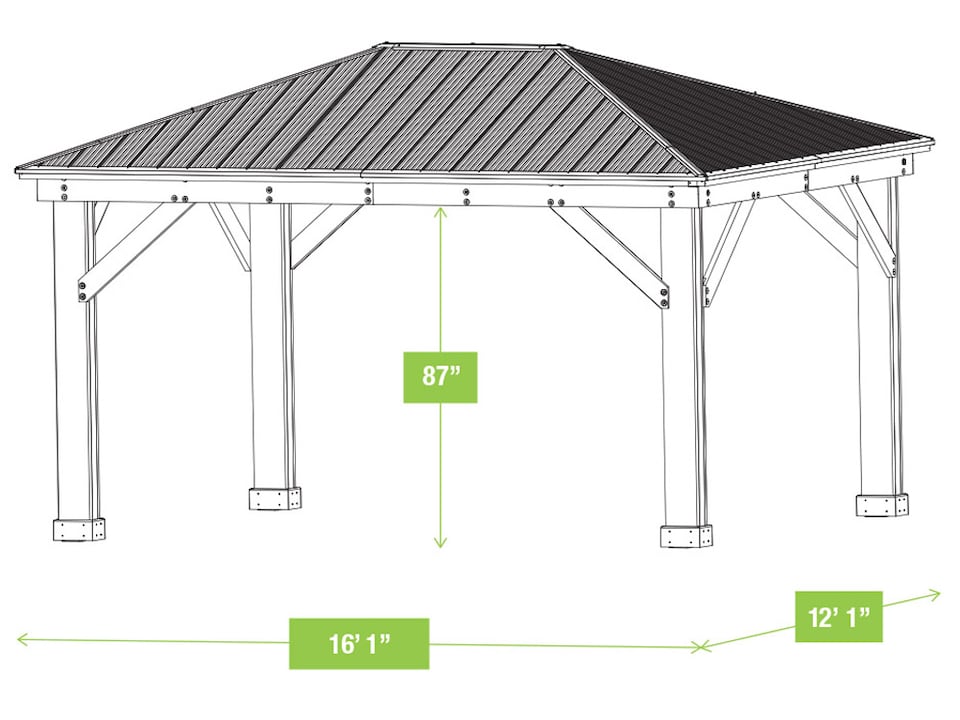 image 1 of Yardistry Wooden Gazebo 12ft x 16ft (3.7m x 4.9m), Meridian Series