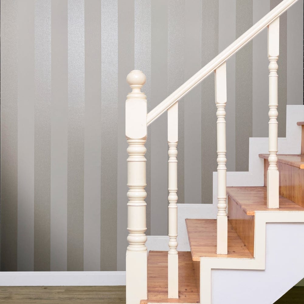 Wallpaper Rll Galerie Industrial Effects Beige Classic Stripe Pearlescent Wallpaper ...