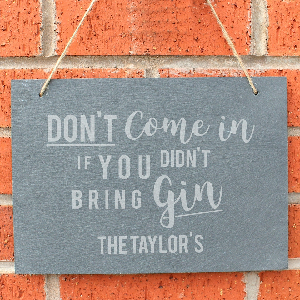 image 1 of Personalised Gin Large Hanging Slate Sign