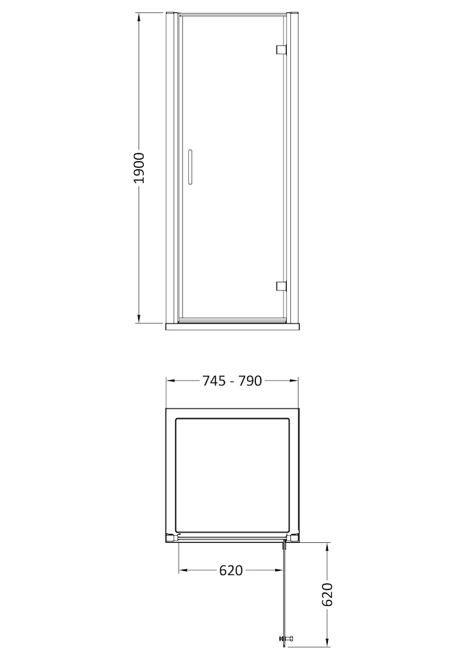 image 1 of Balterley Contemporary Glass Reversible Hinged Shower Door | Copper | Brushed Brass