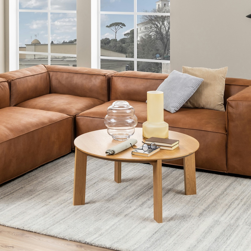 image 1 of Maxime Round Coffee Table in Matt Oak